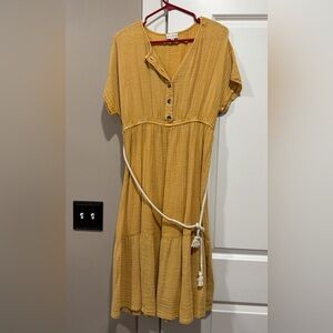 Wonderly Golden Button Midi Dress
